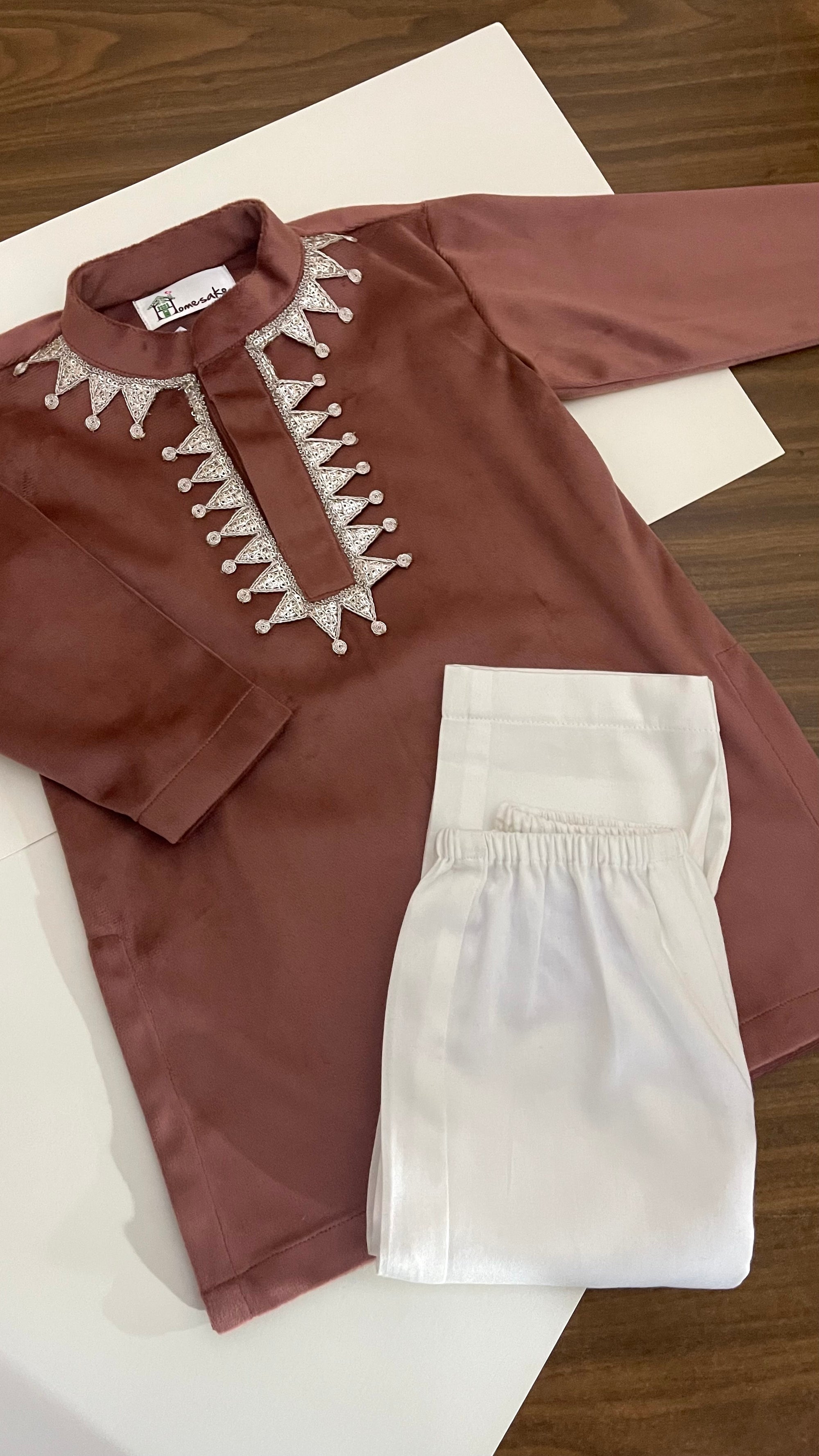 Blush Velvet Boys Kurta set