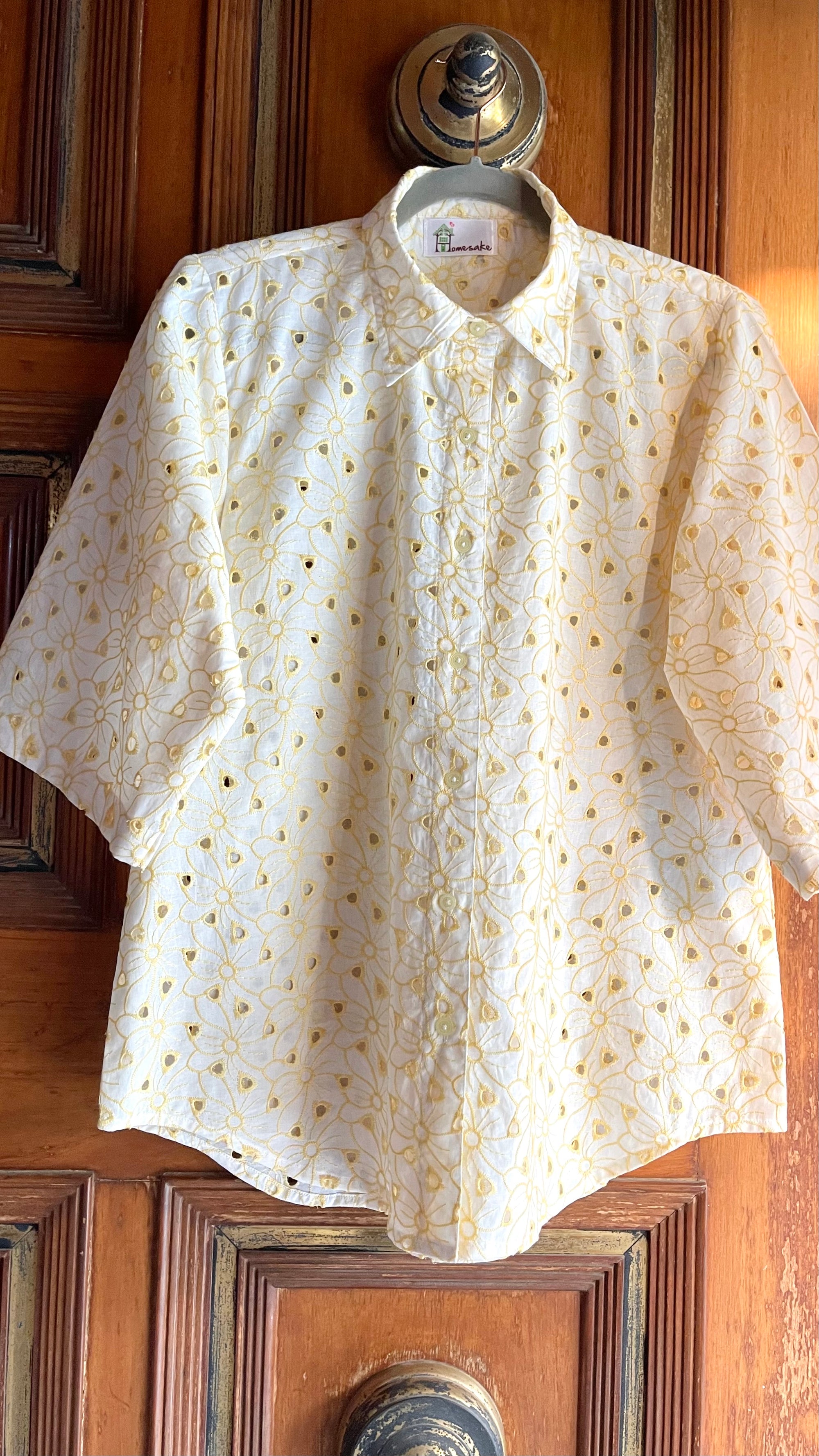 Lemon Cream Cutwork Shirt