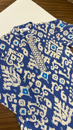 Blue Ikat Men's Kurta Set