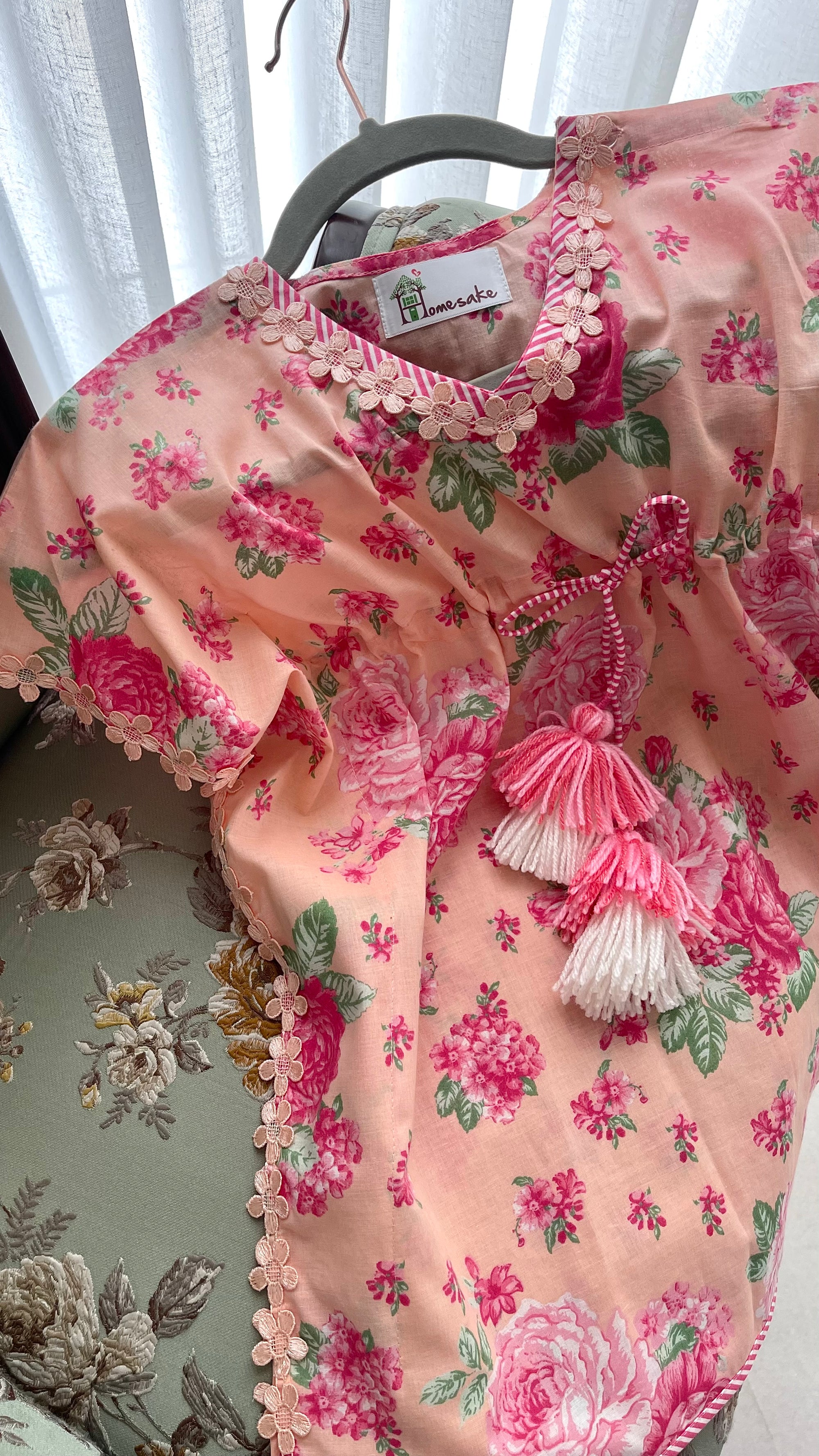 Coral Blossom Girl's Kaftan