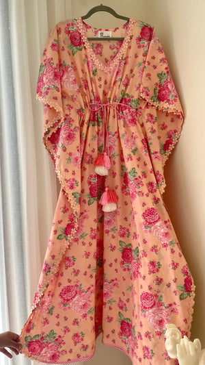 Coral Blossom Girl's Kaftan