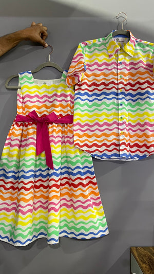 Rainbow Waves Girl's Dress